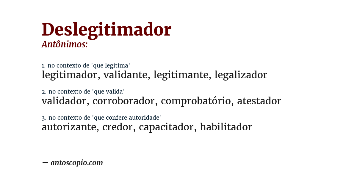 Antônimo de deslegitimador