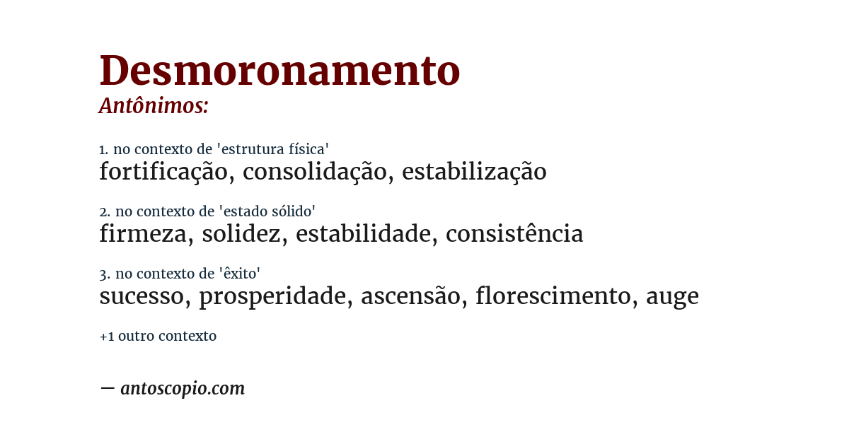 Antônimo de desmoronamento
