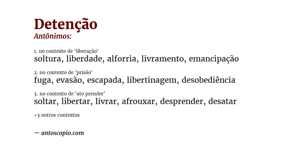 Antônimo de detenção
