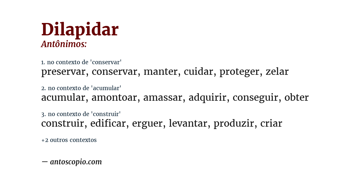 Antônimo de dilapidar