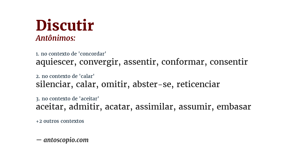 Antônimo de discutir