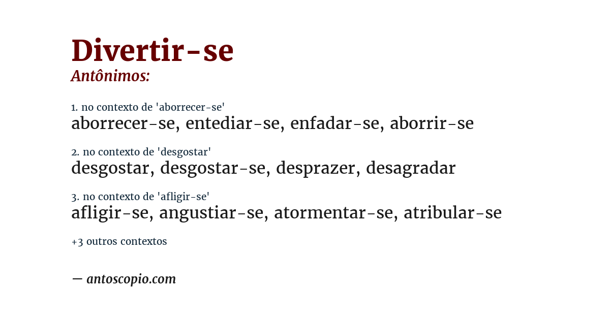 Antônimo de divertir-se