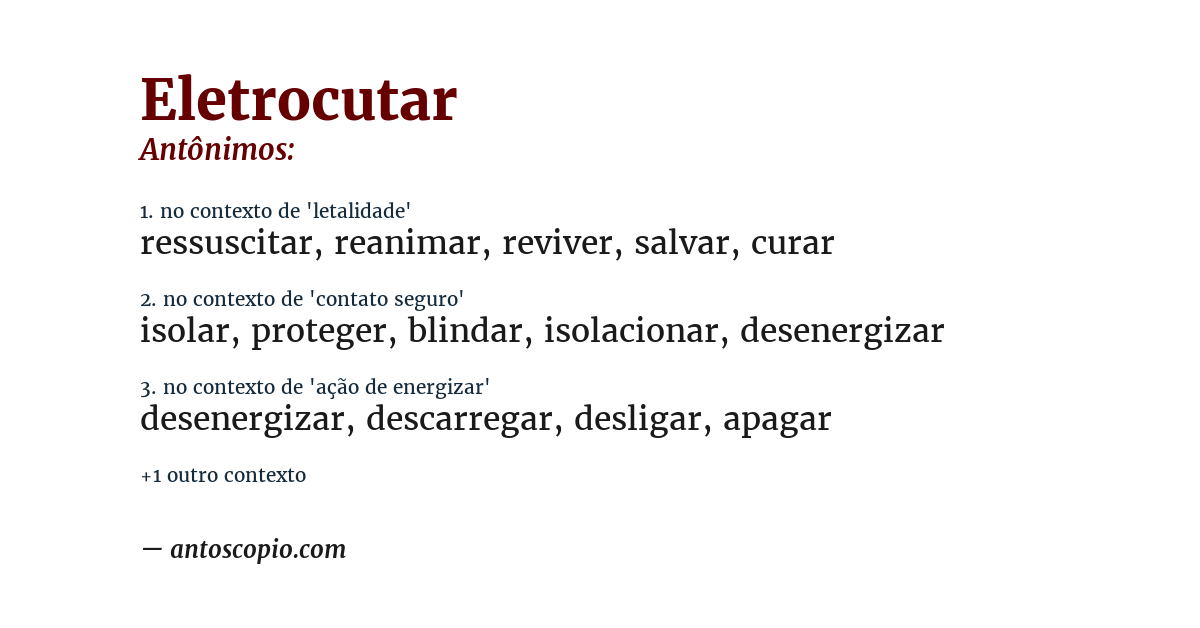 Antônimo de eletrocutar
