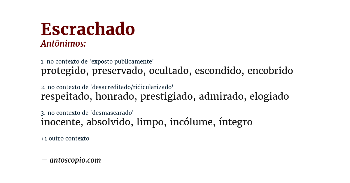 Antônimo de escrachado