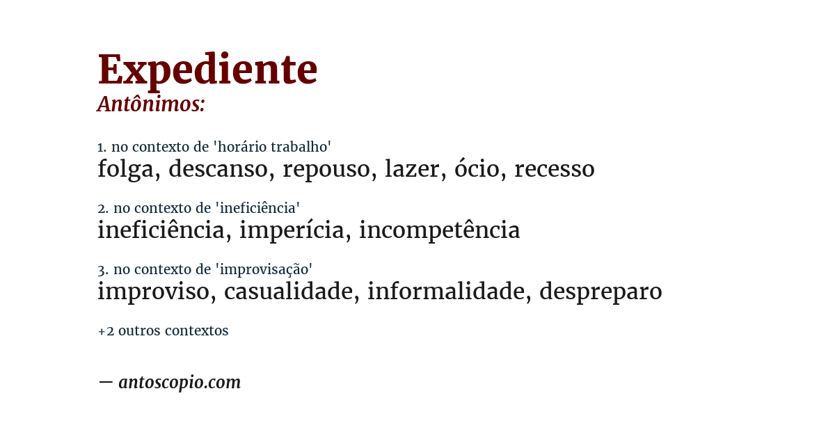 Antônimo de expediente