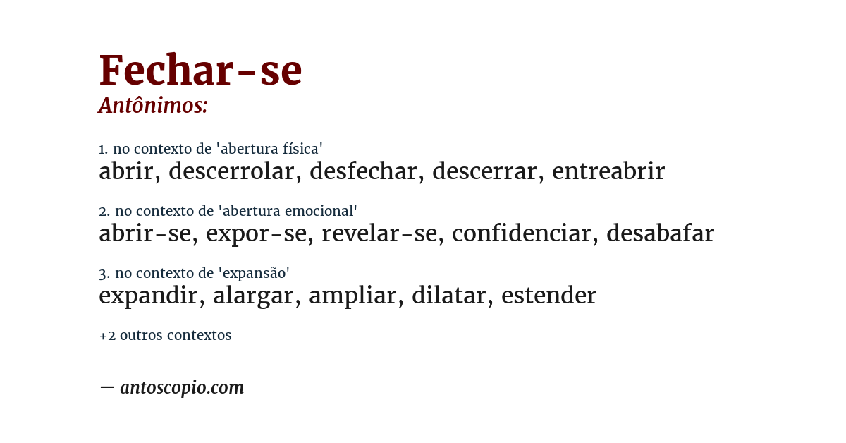 Antônimo de fechar-se