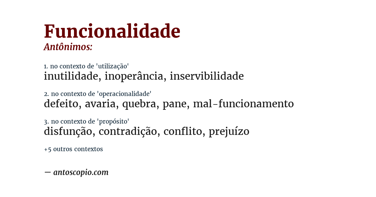 Antônimo de funcionalidade