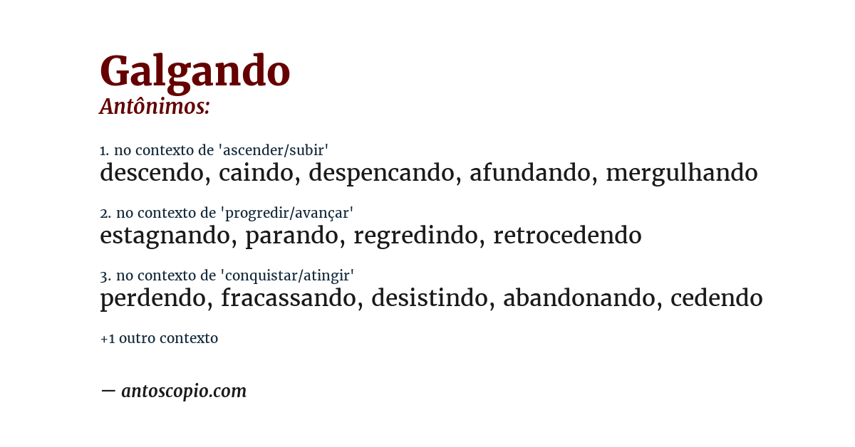 Antônimo de galgando