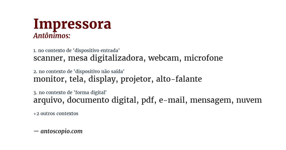 Antônimo de impressora