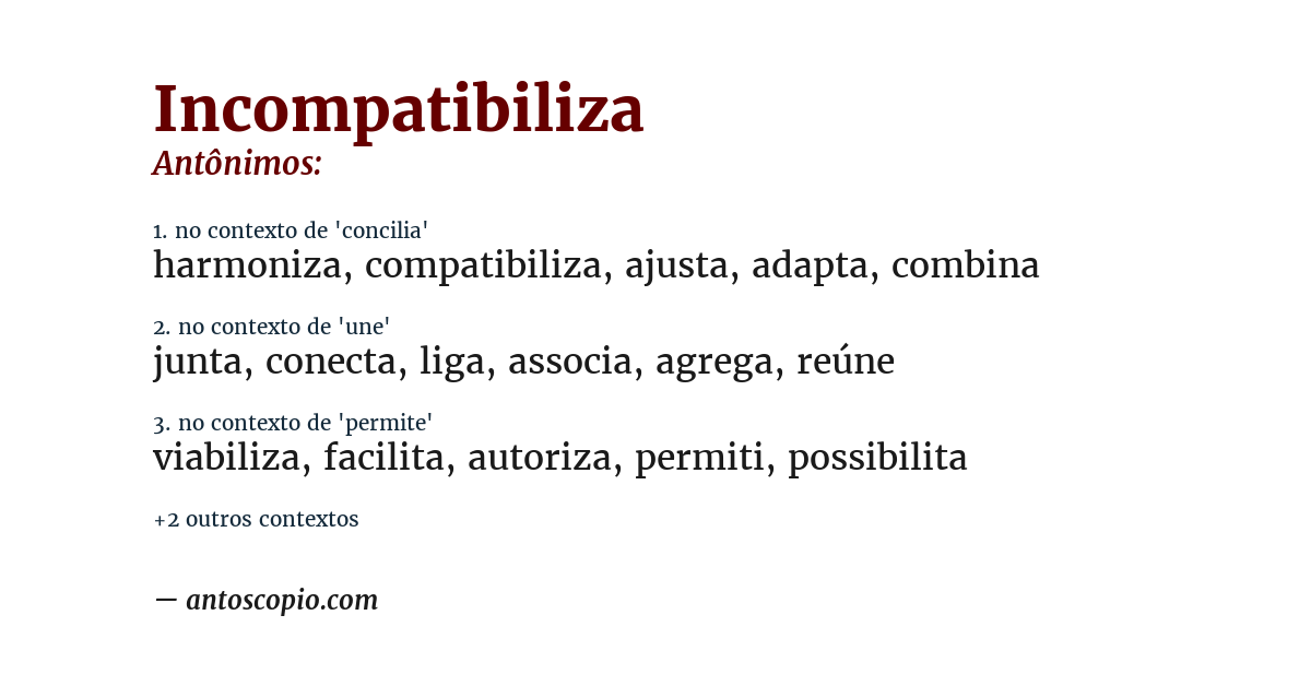 Antônimo de incompatibiliza