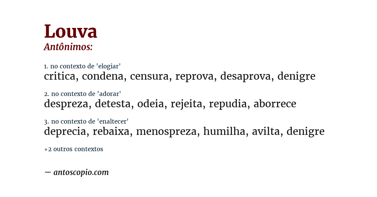Antônimo de louva