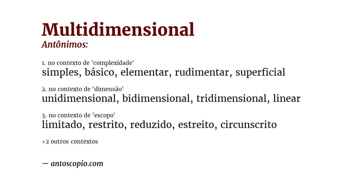 Antônimo de multidimensional
