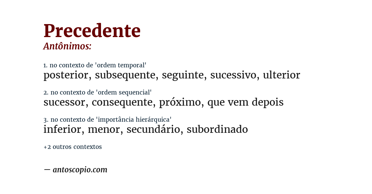 Antônimo de precedente