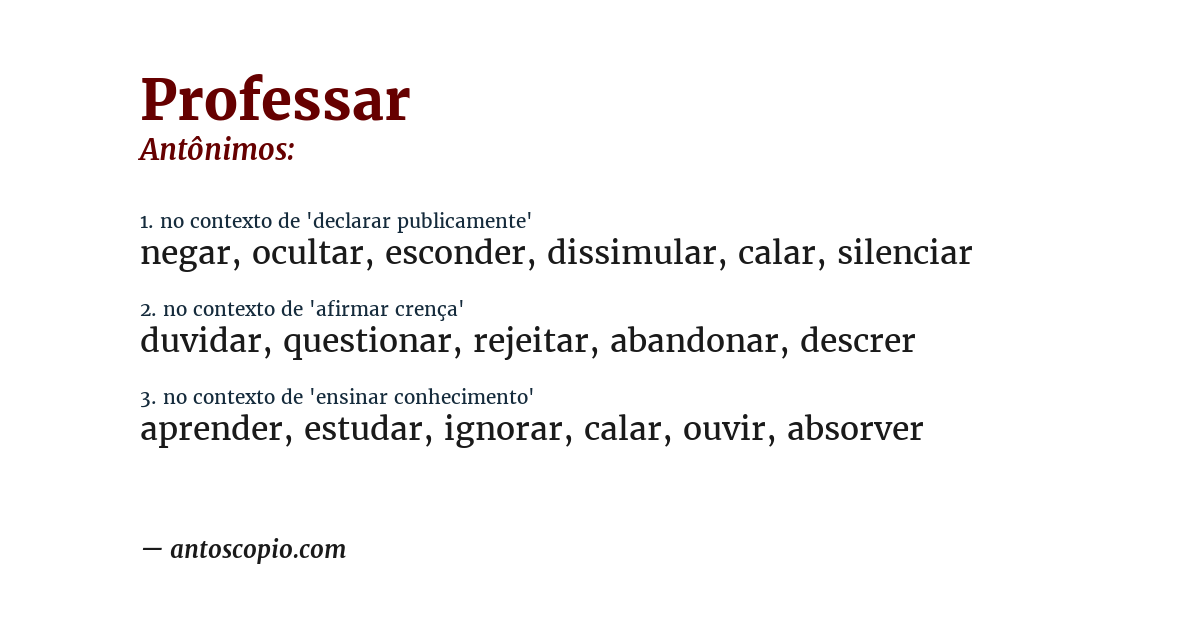 Antônimo de professar