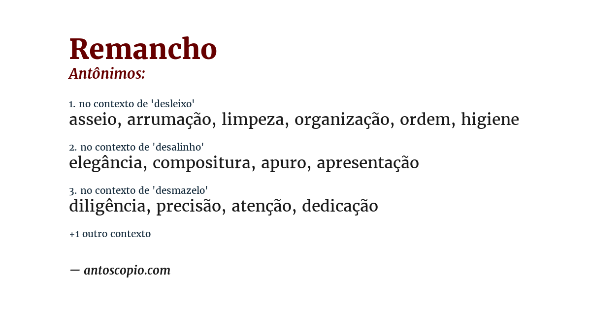 Antônimo de remancho