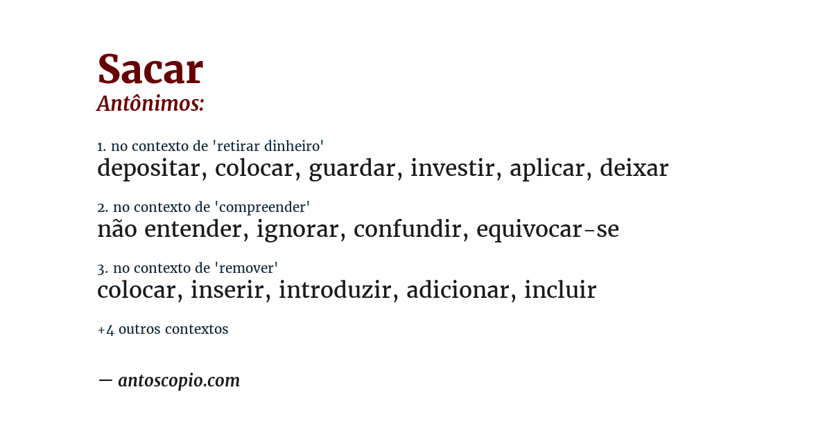 Antônimo de sacar