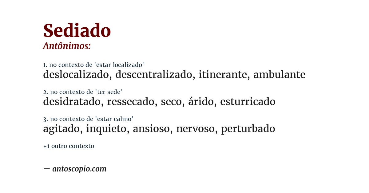 Antônimo de sediado