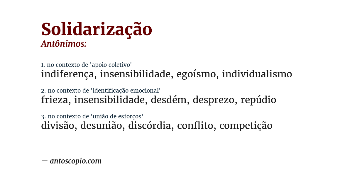 Antônimo de solidarização