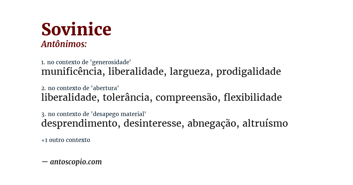 Antônimo de sovinice