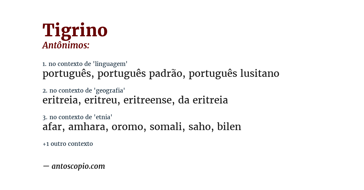 Antônimo de tigrino