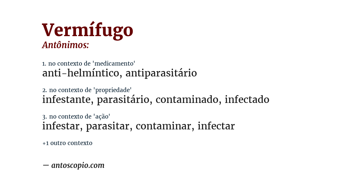 Antônimo de vermífugo