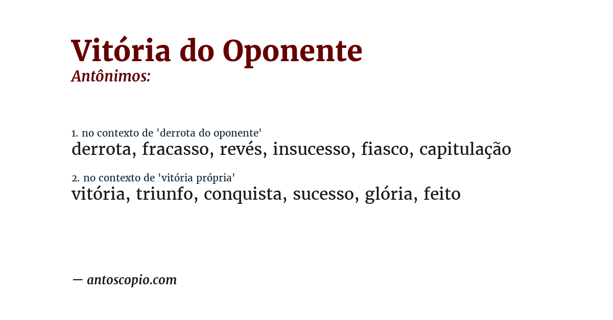 Antônimo de vitória do oponente