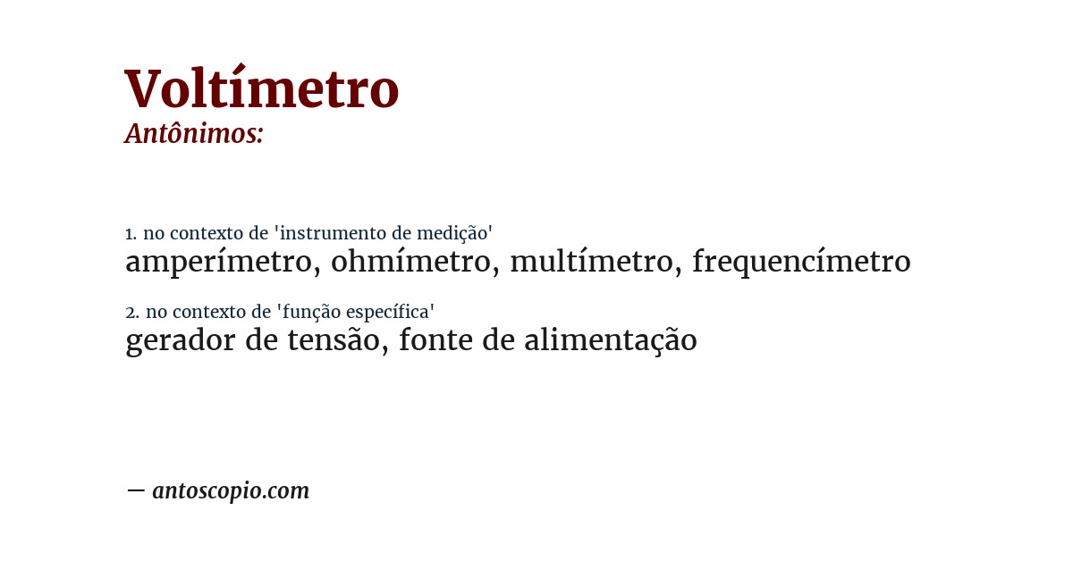 Antônimo de voltímetro