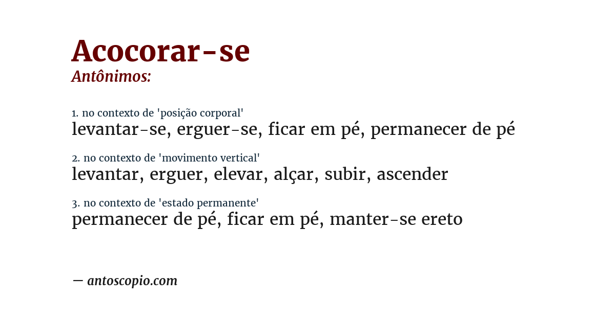 Antônimo de acocorar-se