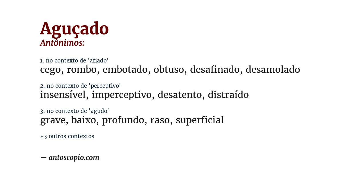 Antônimo de aguçado