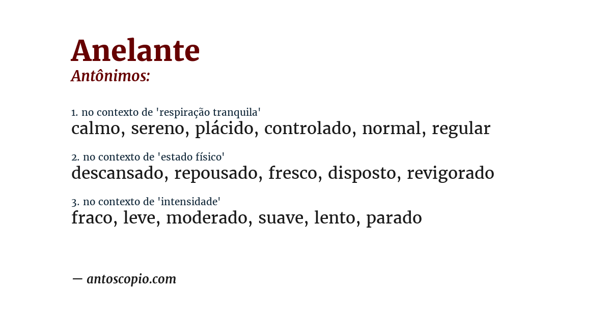 Antônimo de anelante