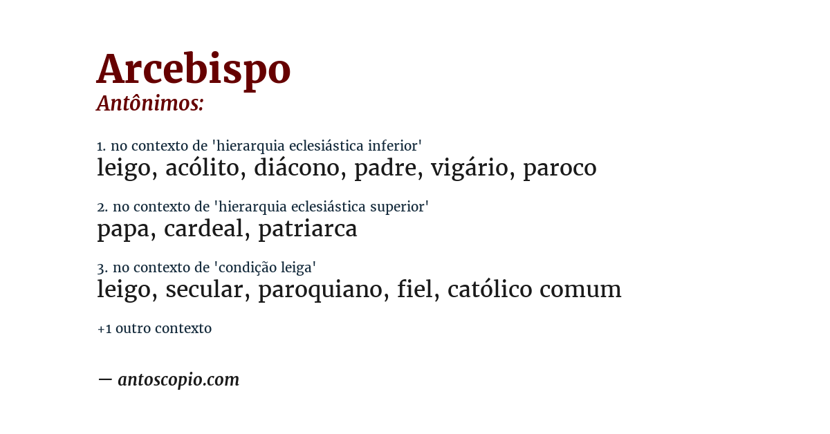 Antônimo de arcebispo