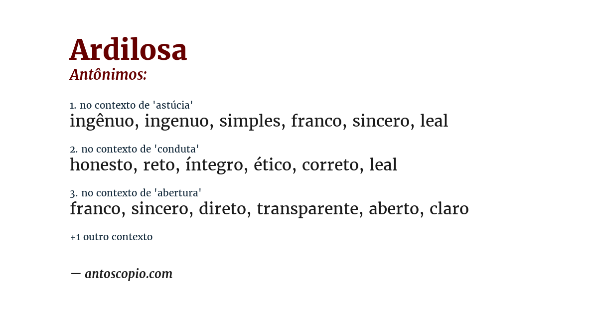 Antônimo de ardilosa