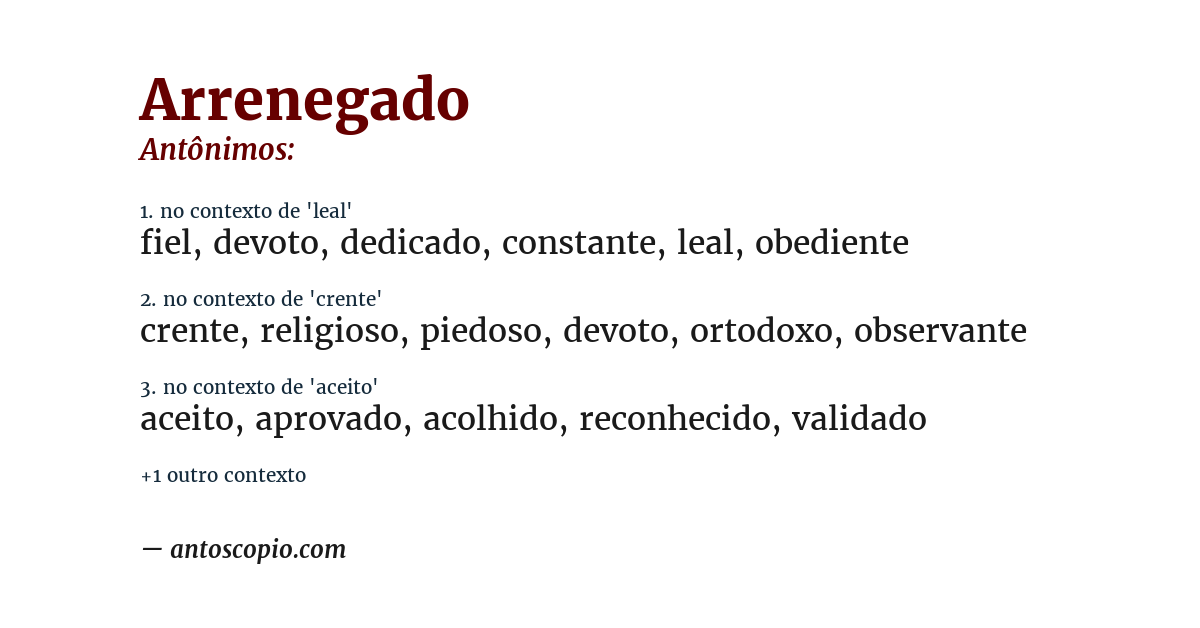 Antônimo de arrenegado