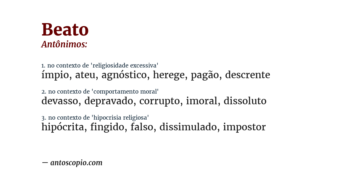 Antônimo de beato
