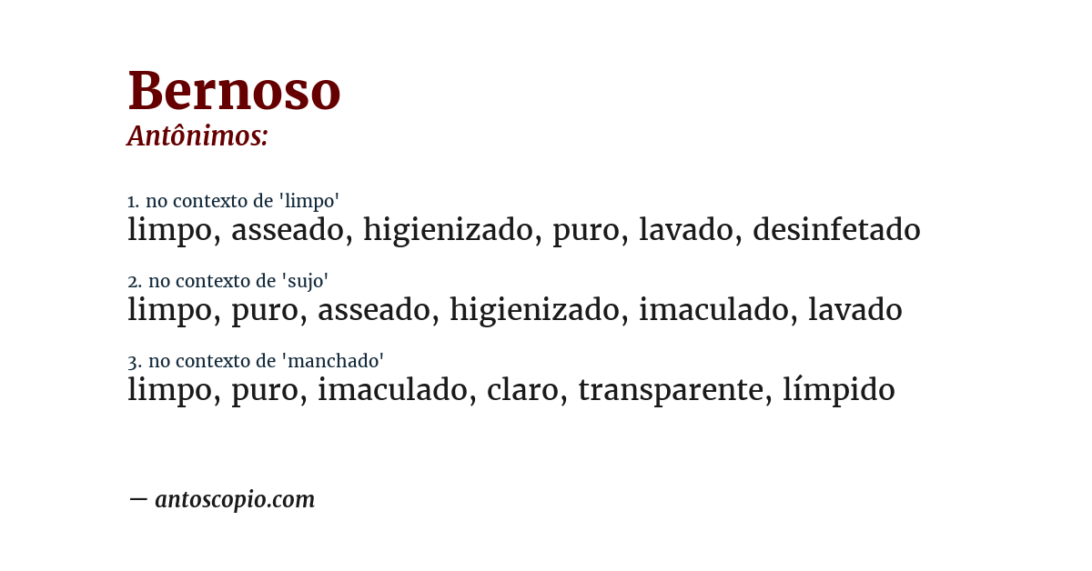 Antônimo de bernoso