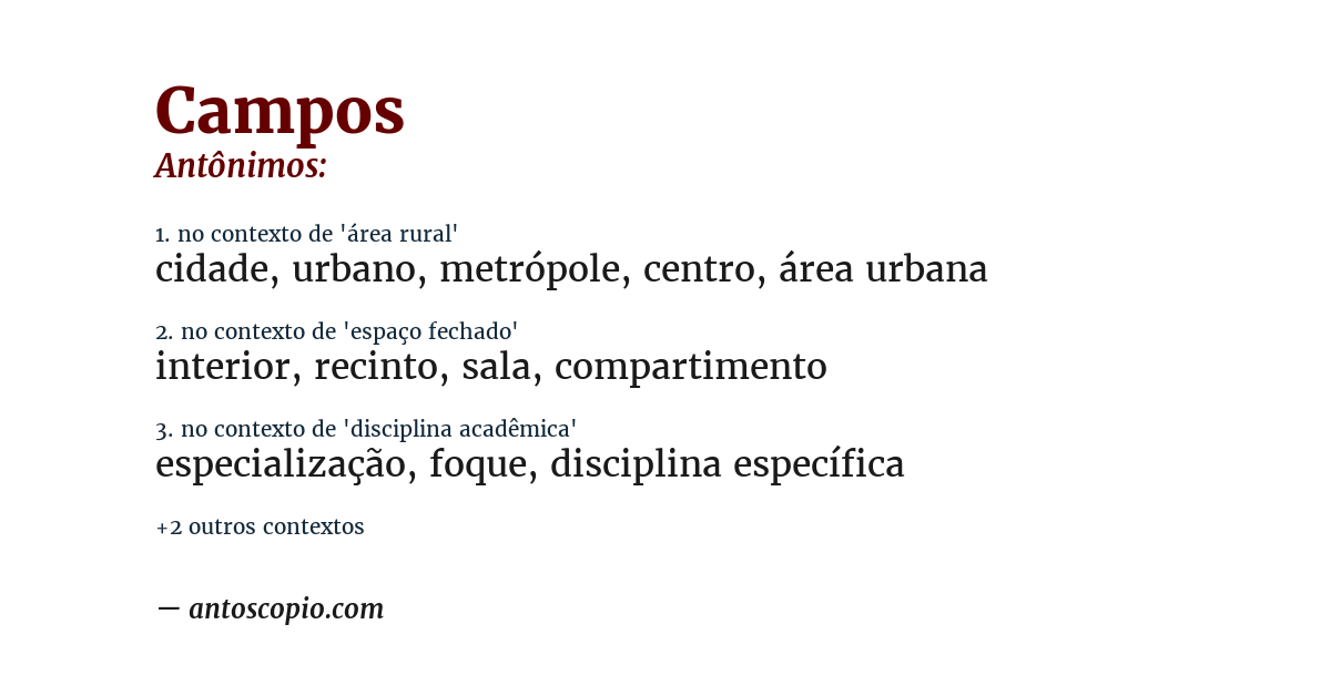 Antônimo de campos