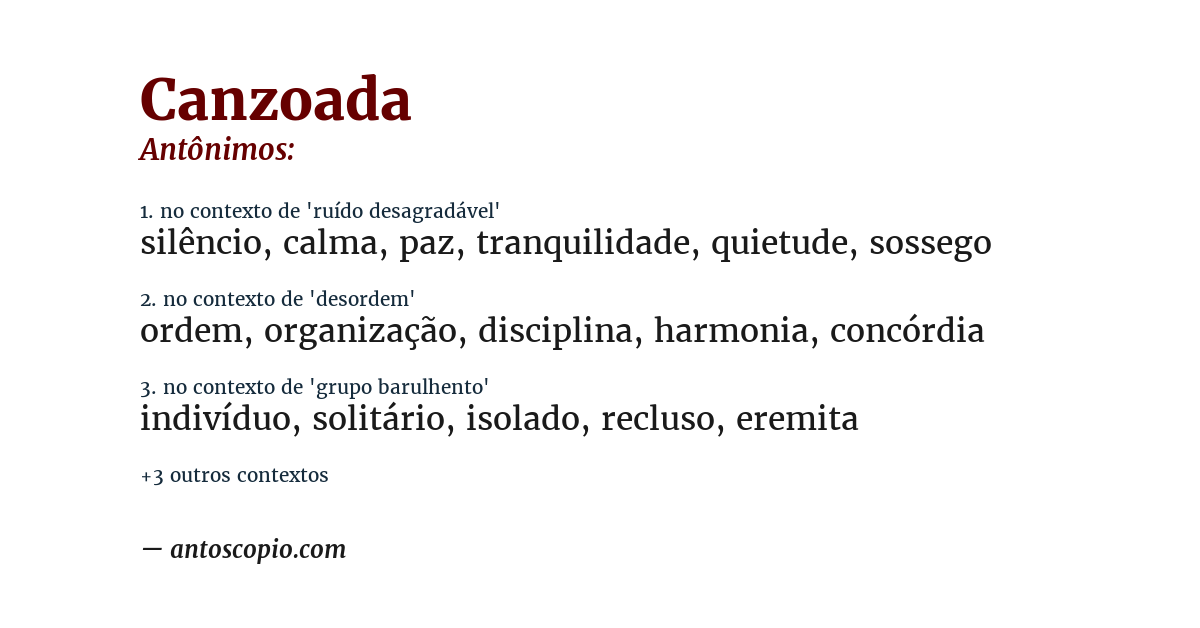Antônimo de canzoada