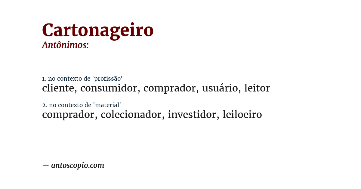 Antônimo de cartonageiro