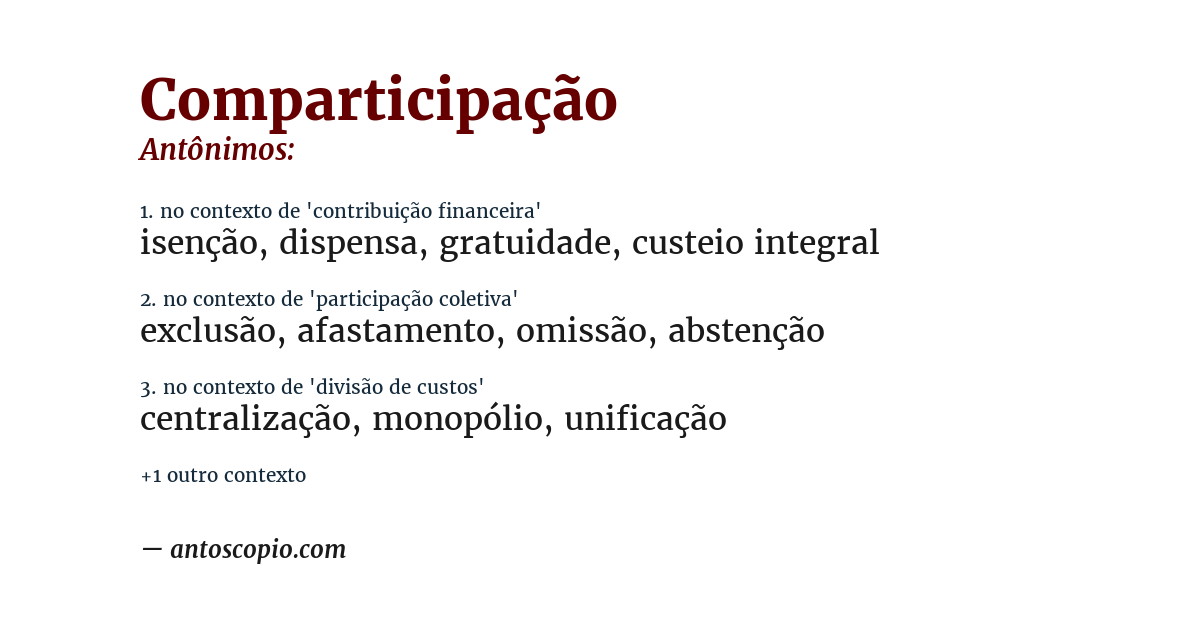 Antônimo de comparticipação