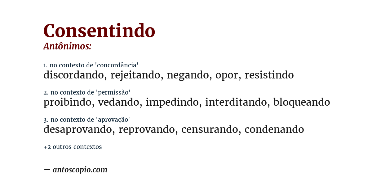Antônimo de consentindo