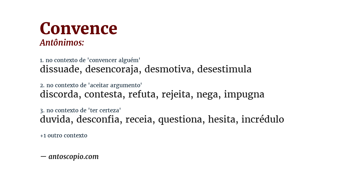 Antônimo de convence