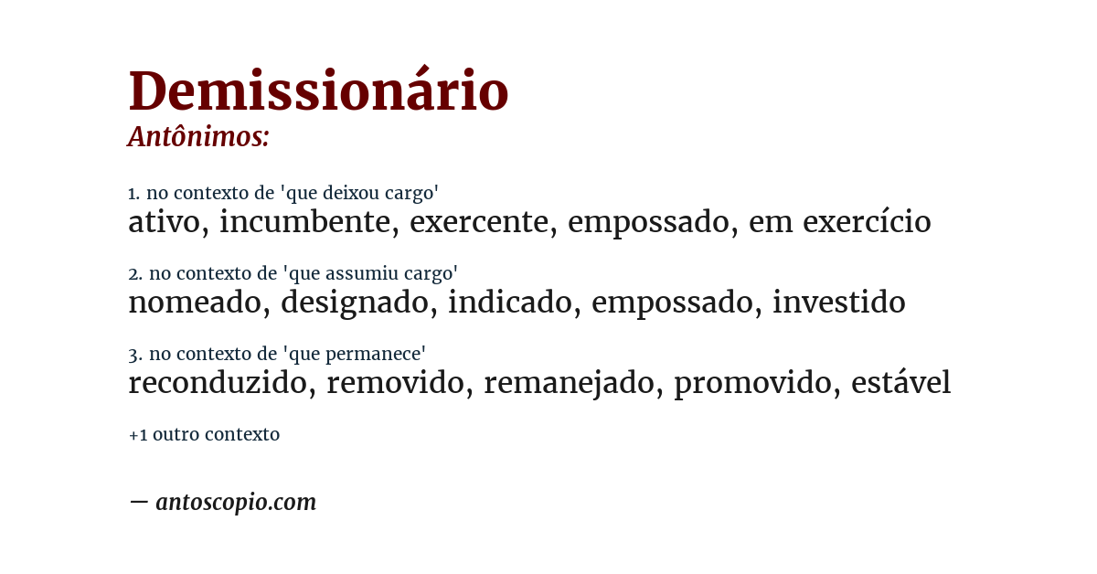 Antônimo de demissionário