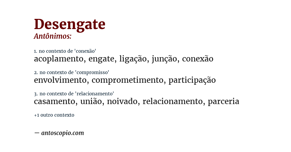 Antônimo de desengate