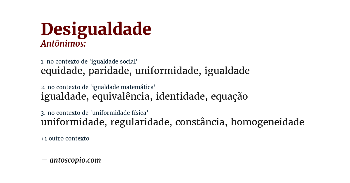 Antônimo de desigualdade