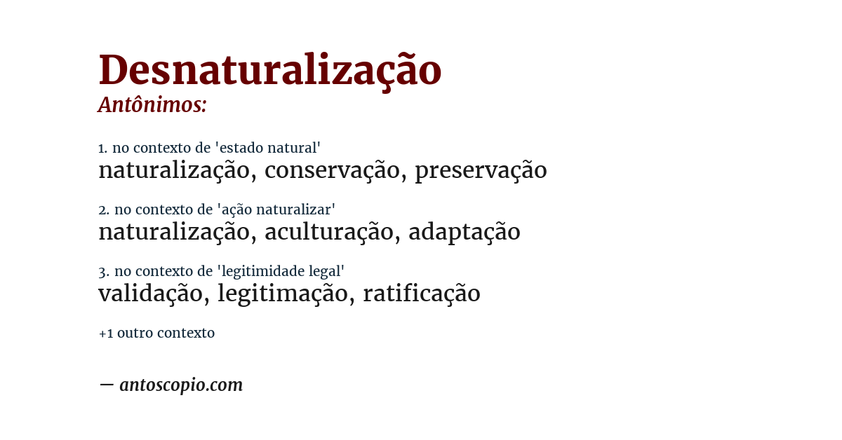 Antônimo de desnaturalização