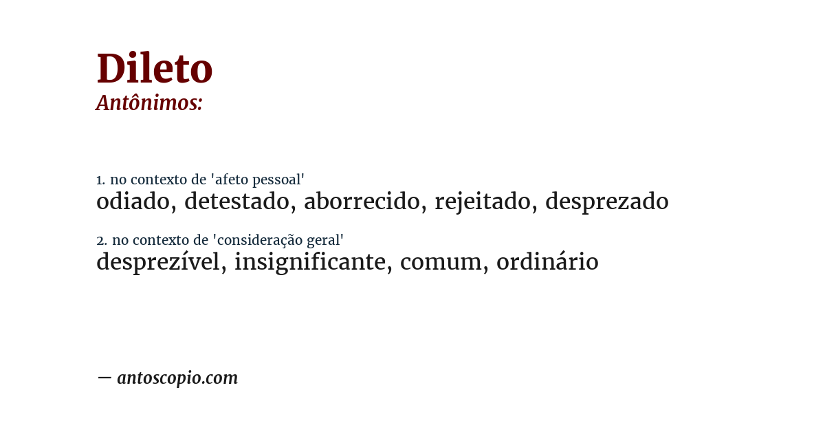 Antônimo de dileto