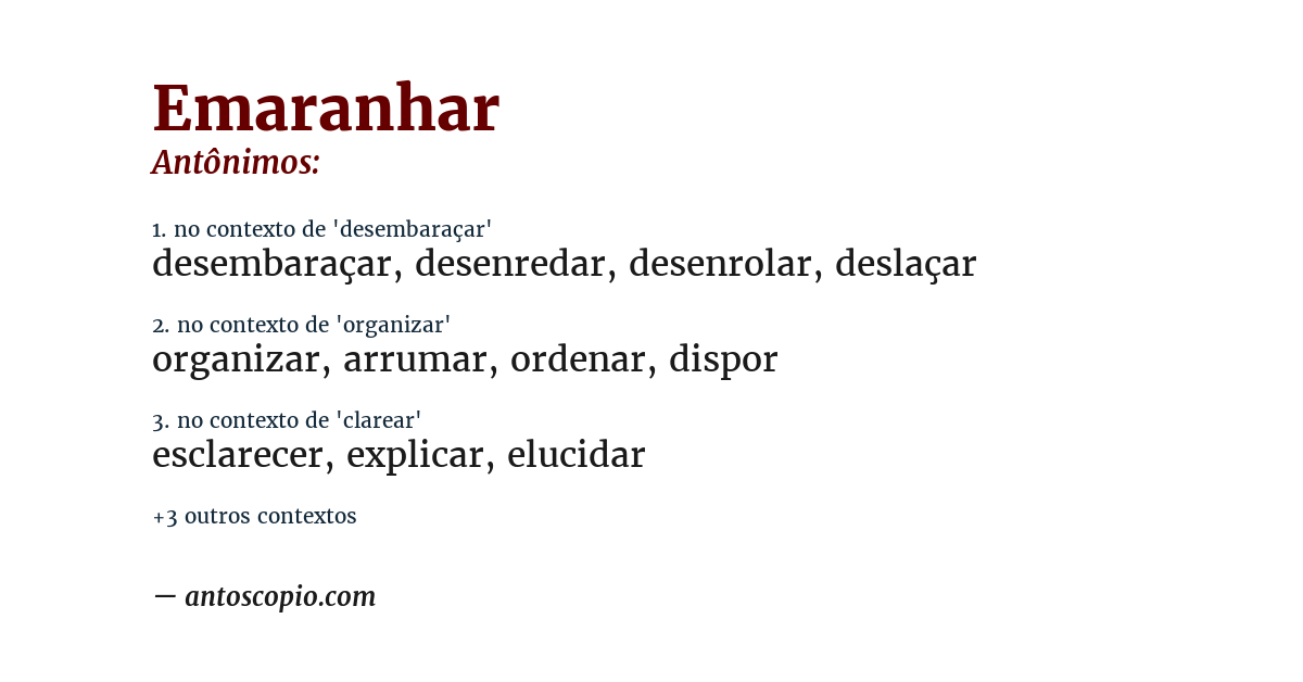 Antônimo de emaranhar