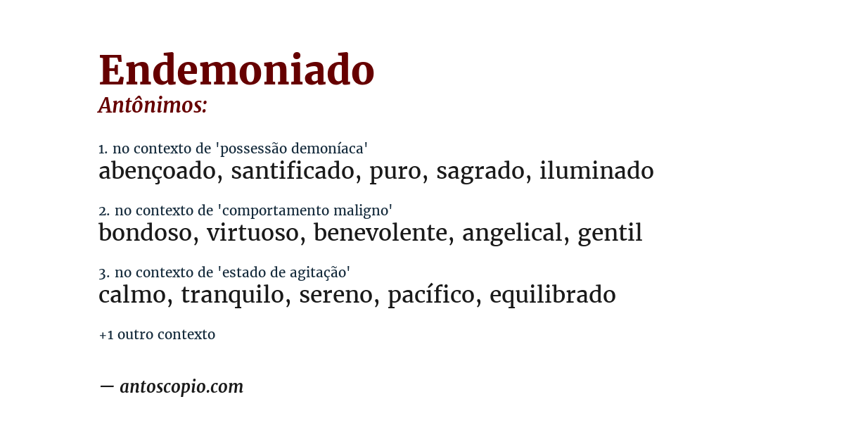 Antônimo de endemoniado