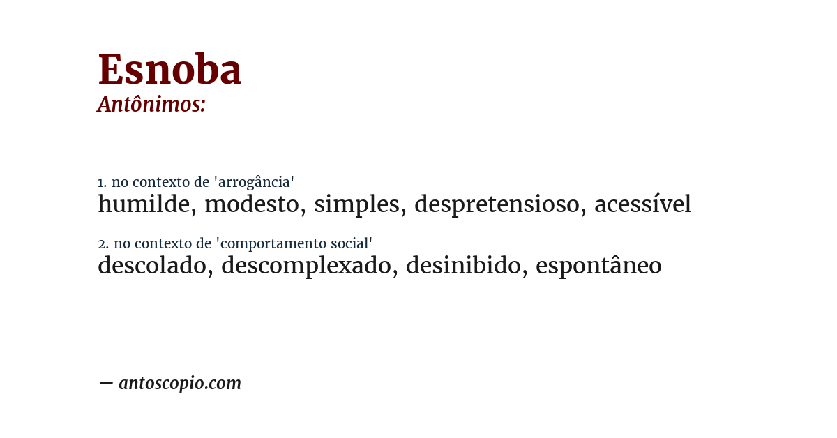Antônimo de esnoba
