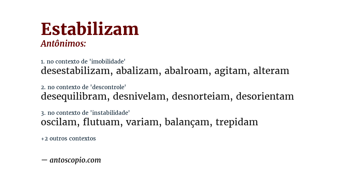 Antônimo de estabilizam